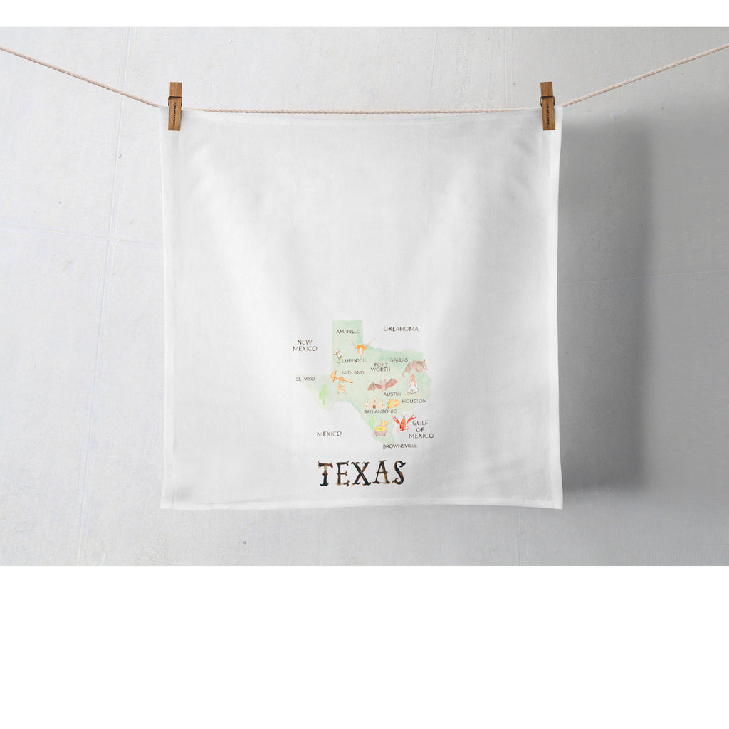 Texas Tea Towel, Texas Map Towel Texas Gift, Texas Housewarming Gift,  Flour Sack Towel, Texas Kitchen Towel - PREORDER