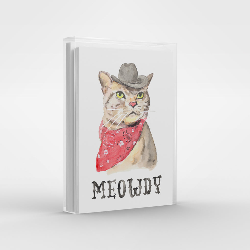 Meowdy Cat Greeting Card Set, Texas Cowboy Cat Notecard Set 6 Cards, Funny Cat Card, Texas Cat, Texas Cards Blank Inside