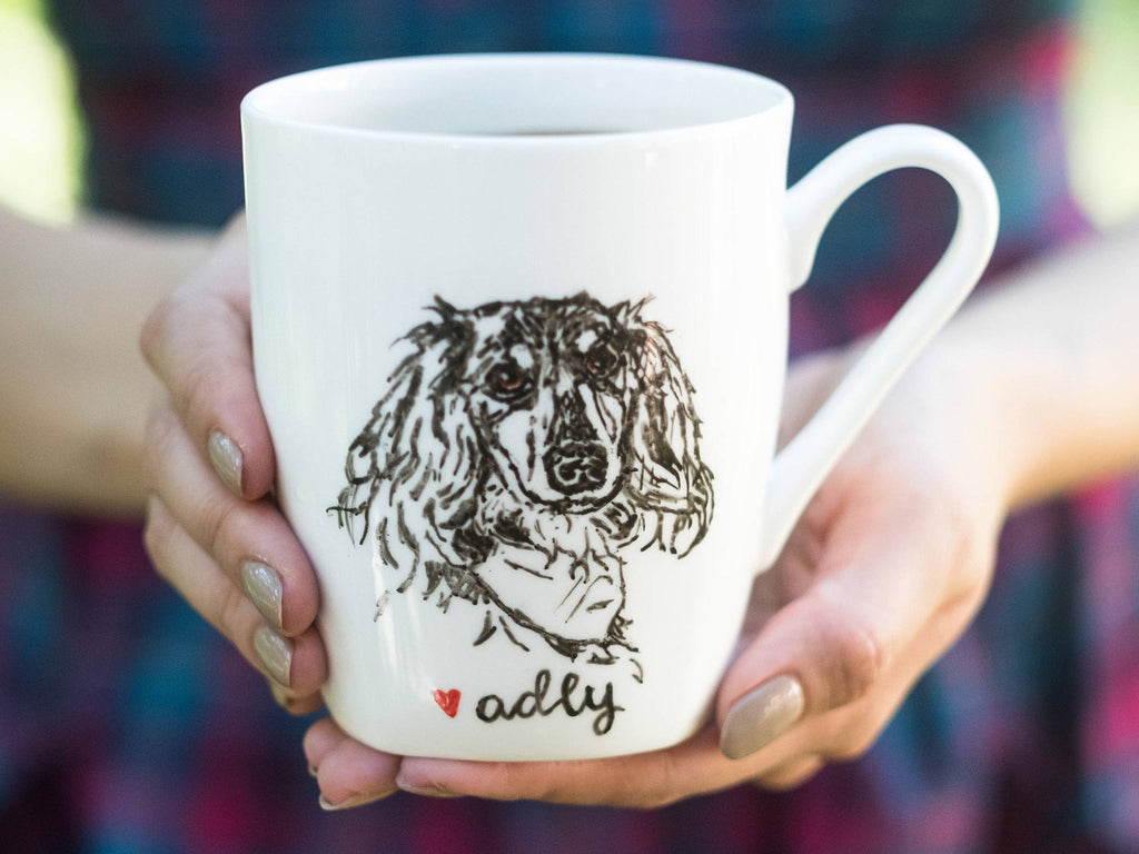 Custom Dog Mug, Dachshund Mug, Dachshund Gift, Dog Lovers Gift, Hand Painted Dog Gift, From Your Photo, Gift For Mom