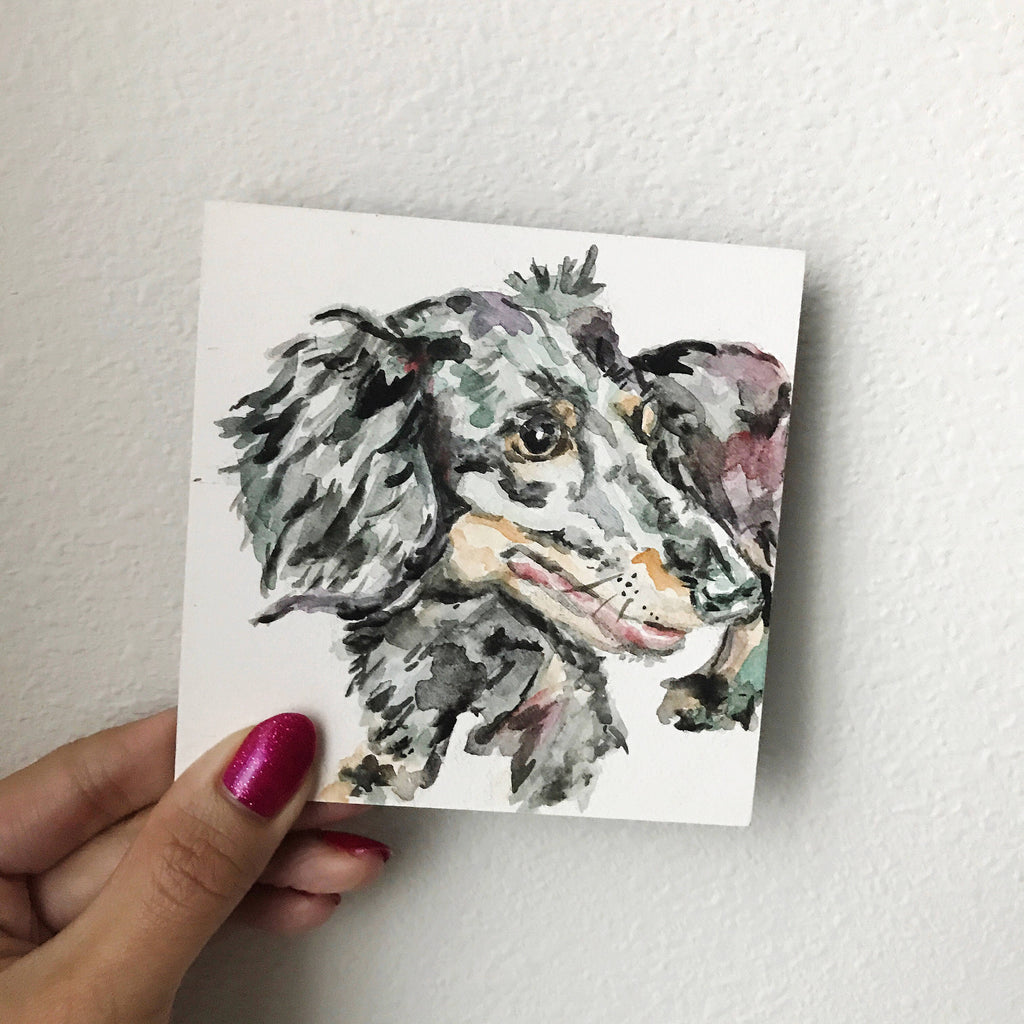 Mini Custom Pet Portrait, Dachshund Portrait, Dog Lover Gift, Dog Lover Gift Personalized, Custom Dog Portrait, Pet Painting, Dog Painting,
