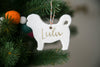 Shih Tzu Ornament, Ceramic Shih Tzu Ornament, Personalized Shih Tzu Ornament, Personalized Shih Tzu Dog Ornaments, Calligraphy Ornament
