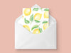 Lemon Pattern Greeting Card Set, Watercolor Lemon Note Cards, Lemon Watercolor Stationery, Lemon Greeting Card