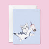 Bubble Tea Cat Card Blue