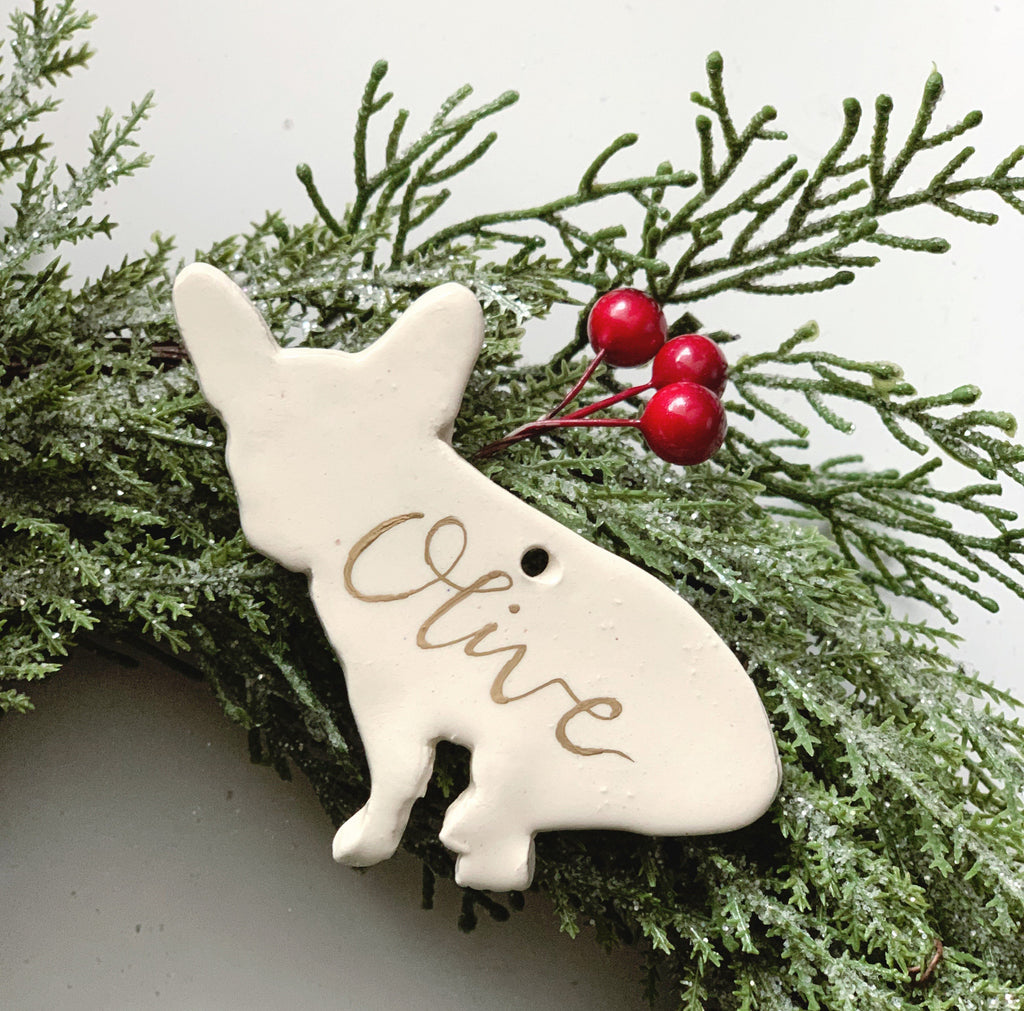 French Bulldog Ornament, Ceramic French Bulldog Ornament, Personalized French Bulldog Ornament, Personalized Frenchie Christmas Ornaments