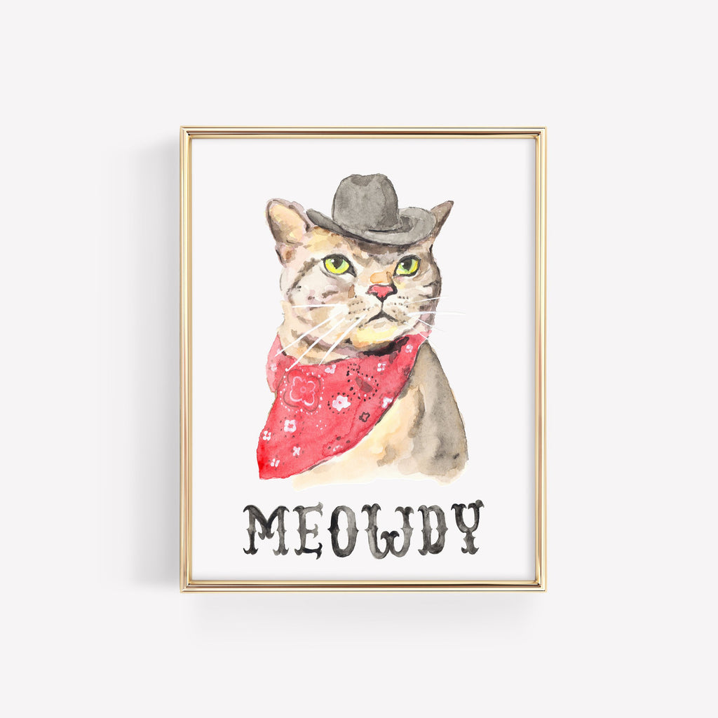Meowdy Cowboy Cat Art Print