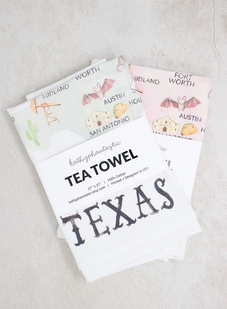 Texas Tea Towel, Texas Map Towel Texas Gift, Texas Housewarming Gift,  Flour Sack Towel, Texas Kitchen Towel - PREORDER