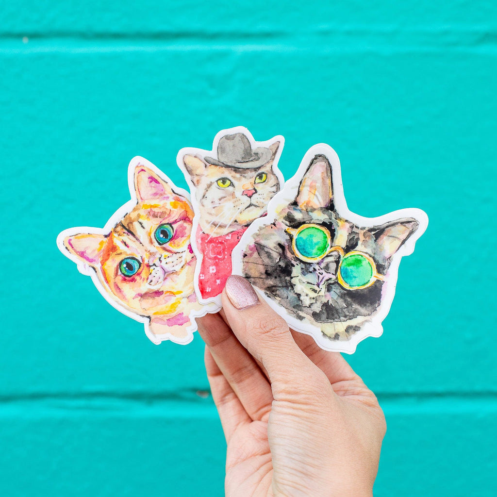 Watercolor Vinyl Cat Magnet, Cool sunglasses Cat Refrigerator Magnet, Cute Cat Fridge Magnets, Locker Magnets
